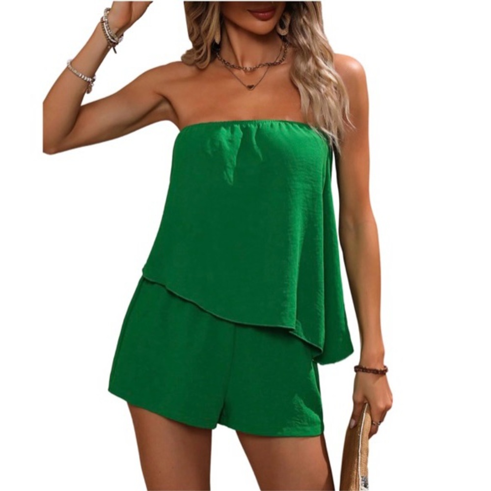 Green Strapless Women's Romper